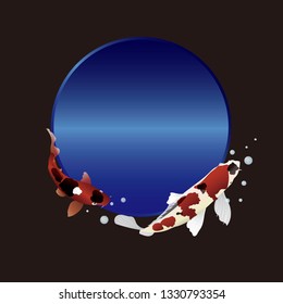 Carp & Blue circle,Carp,Japanese fish & black