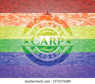 Carp emblem on mosaic background with the colors of the LGBT flag