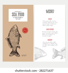 Carp Fish Asian style reastaurant menu. Vector illustration