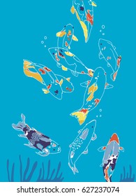 Carp fish collection, hand-drawn vector illustration