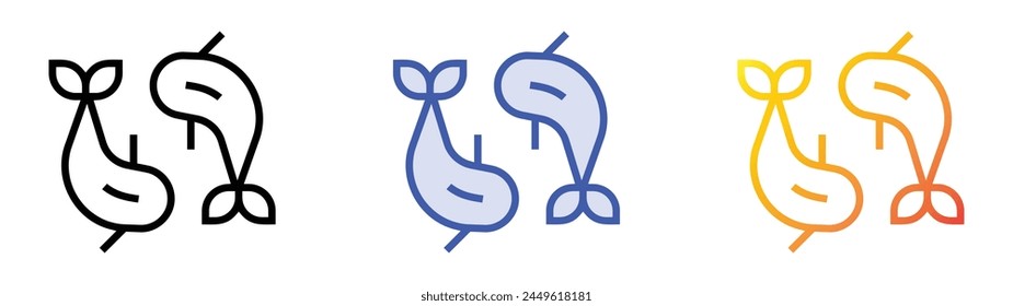 carp fish icon. Linear, Blue Fill and Gradient Style Design Isolated On White Background