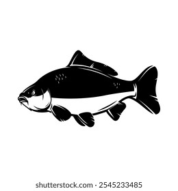 Peces de carpa aislados sobre fondo blanco. Elemento de diseño para el logotipo, emblema, signo, marca.  Ilustración vectorial