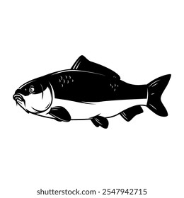 Peces de carpa aislados sobre fondo blanco. Elemento de diseño para el logotipo, emblema, signo, marca.  Ilustración vectorial