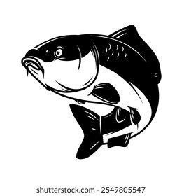 Peces de carpa aislados sobre fondo blanco. Elemento de diseño para el logotipo, emblema, signo, marca.  Ilustración vectorial