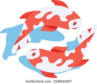 Carp Fish isometric Concept, Sea Food Vector Color Icon Design, Traditional Chinese Culture Symbol, Lunar Year of the Rabbit 2023 Sign, China Travel Guide Stock illustration