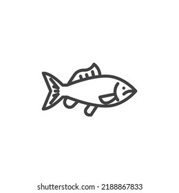 Carp Fish Line Icon. Linear Style Sign For Mobile Concept And Web Design. Fish Outline Vector Icon. Symbol, Logo Illustration. Vector Graphics