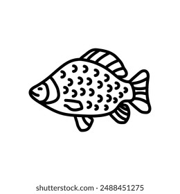 Carp Fish Outline Icon, Vector illustration