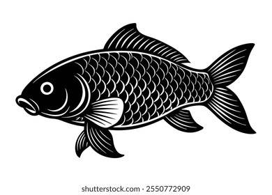 Diseño de arte de silueta de peces de carpa