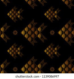 Carp fish weave in thai style, abstract seamless background, Vector illustration for gift wrapping paper, wallpaper or Business card design.