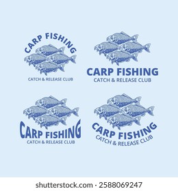 CARP FISHING CNR CLUB handraw style logo illustration vector design