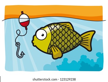 Carp and fishing hook