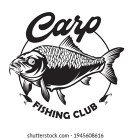 Carp fishing logo vector illustration, perfect for fish business supplier company logo, emblems, labels, badges and design elements, club logo and tournament