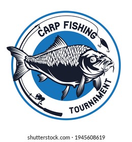 Carp fishing logo vector illustration, perfect for fish business supplier company logo, emblems, labels, badges and design elements, club logo and tournament