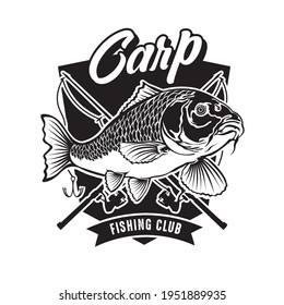 Carp fishing logo vector illustration, perfect for fish business supplier company logo, emblems, labels, badges and design elements, club logo and tournament