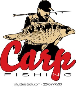 Diseño de camisetas con logotipo de pesca de carpa