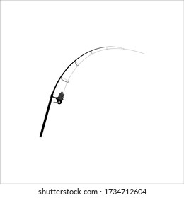 carp fishing. Vector images of fishing rod on white background