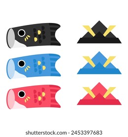 carp flag and hat for japanese children day, vector illustration