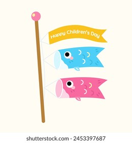 carp flag for japanese children day, vector illustration