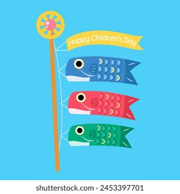 carp flag for japanese children day, vector illustration