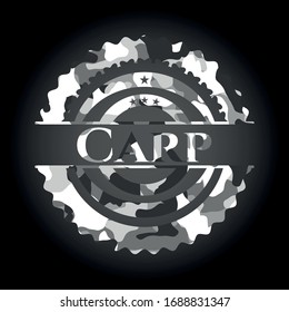 Carp grey camo emblem. Vector Illustration.
