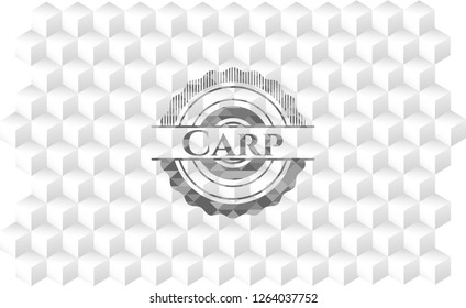 Carp grey emblem with cube white background