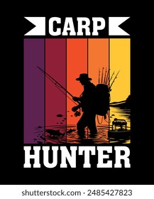 Carp Hunter Fishing T-Shirt Design.