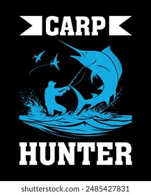 Carp Hunter Fishing T-Shirt Design.