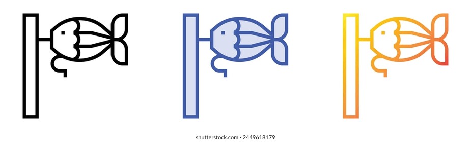 carp icon. Linear, Blue Fill and Gradient Style Design Isolated On White Background