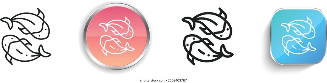 carp icon. Thin Linear, Regular and Button Style Design Isolated On White Background