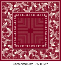 Carp illustration scarf