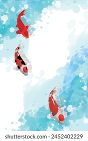 Carp Japanese Pattern Watercolor Background