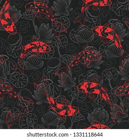 carp koi animals fashion seamless pattern. Good for textile, fabric, print, wallpaper, web design