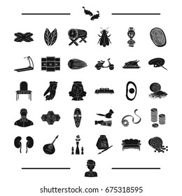 Carp, koi, intersection and other web icon in black style.basil, log, bee, vase icons in set collection.