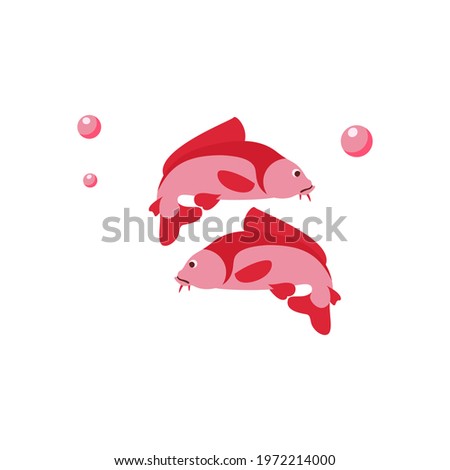 Carp koli, vector image. A symbol of perseverance and desire for knowledge. Feng Shui talisman.