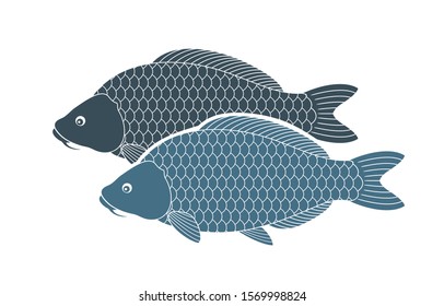 Carp logo. Isolated carp on white background