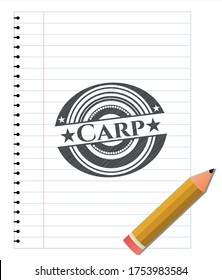 Carp pencil emblem. Vector Illustration. Detailed. 