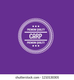 Carp premium quality badge. premium quality package label. vintage stamp. designed for fishing.label for products of carp