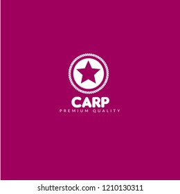 Carp premium quality badge. premium quality package label. vintage stamp. designed for fishing.label for products of carp
