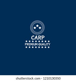 Carp premium quality badge. premium quality package label. vintage stamp. designed for fishing.label for products of carp