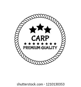 Carp premium quality badge. premium quality package label. vintage stamp. designed for fishing.label for products of carp