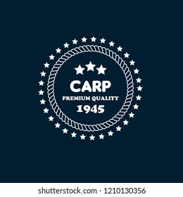 Carp premium quality badge. premium quality package label. vintage stamp. designed for fishing.label for products of carp
