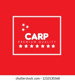 Carp premium quality badge. premium quality package label. vintage stamp. designed for fishing.label for products of carp