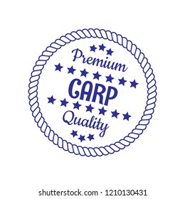 Carp premium quality badge. premium quality package label. vintage stamp. designed for fishing.label for products of carp