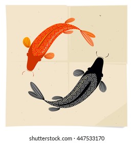 Carp, red fish, goldfish. Logo element for your design. Print, illustration. Vector.