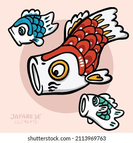 Carp streamer  in children day Japanese Elements vector illustration