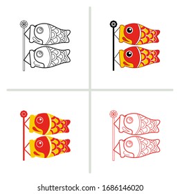 Carp streamer icon. Graphic element illustration with different style on white background. Vector Illustration. 