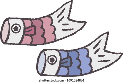 The carp streamer used for an ornament of a Japanese traditional event.