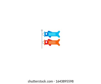 Carp Streamer vector flat icon. Isolated Fish Flag emoji illustration 