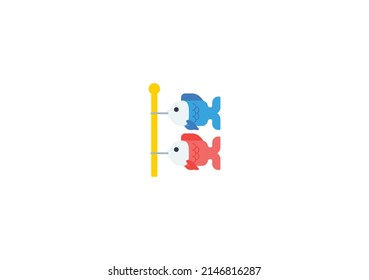 Carp Streamer Vector Isolated Emoticon. Carp Streamer Icon