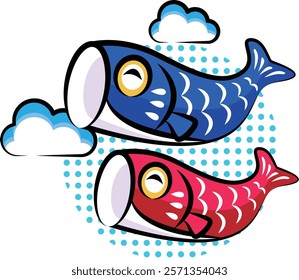 Carp streamers for Children's Day | Useful seasonal event materials series (spring) | Pop illustrations